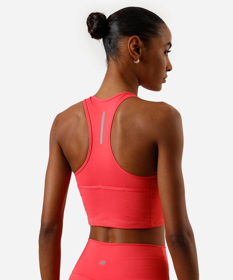 top nadador feminino esportivo com bolsos e refletivo rosa