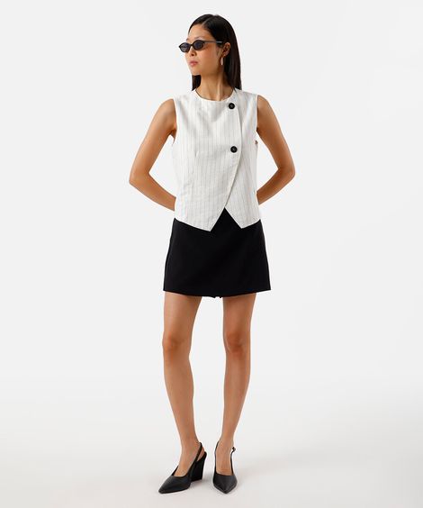 short saia de alfaiataria feminino cintura alta preto