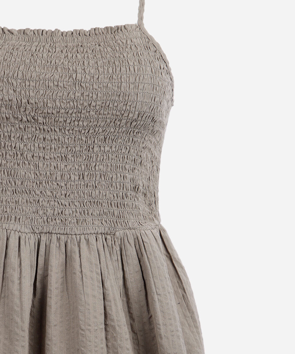 vestido midi juvenil de algodão com recorte texturizado verde