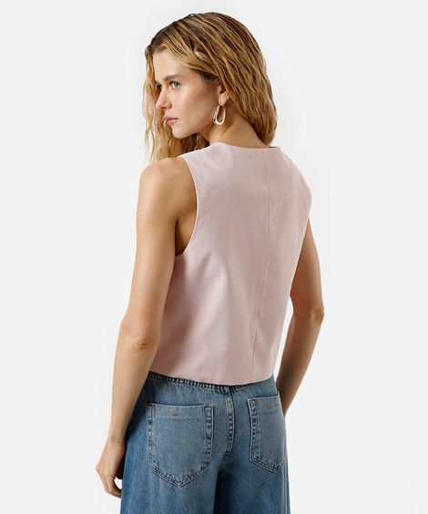 colete de alfaiataria feminino com viscose  rosa