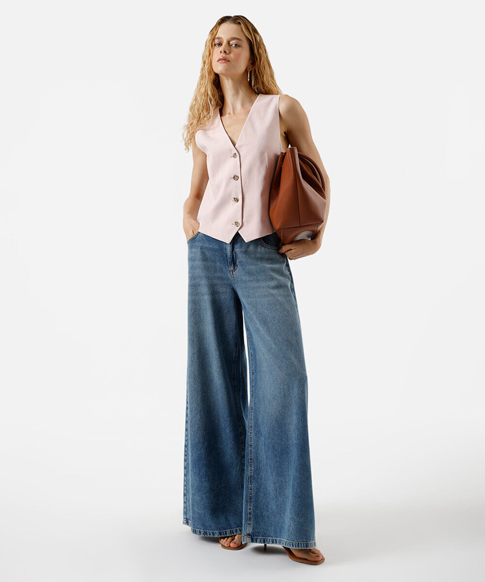 colete de alfaiataria feminino com viscose  rosa