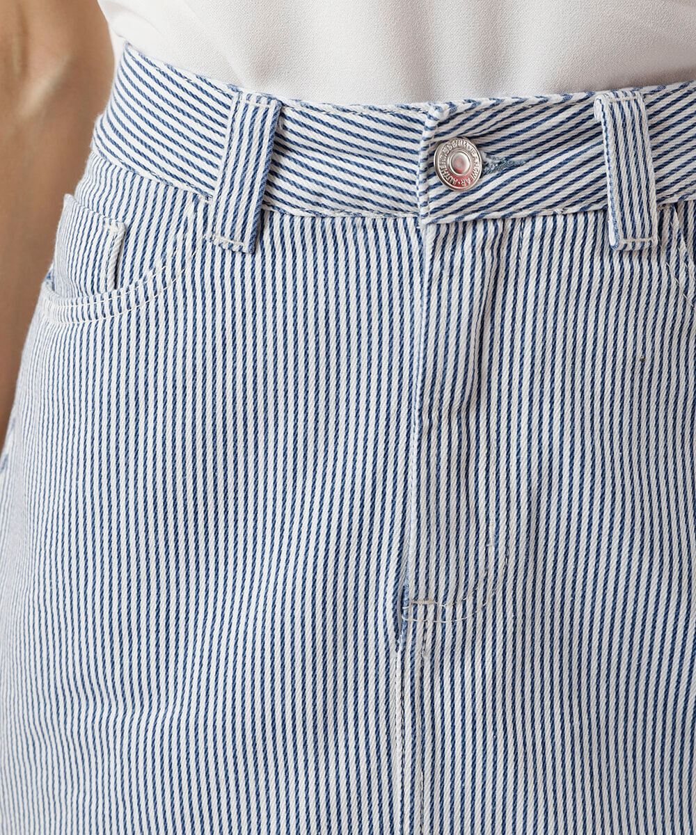 short saia feminino de sarja listrado colorido