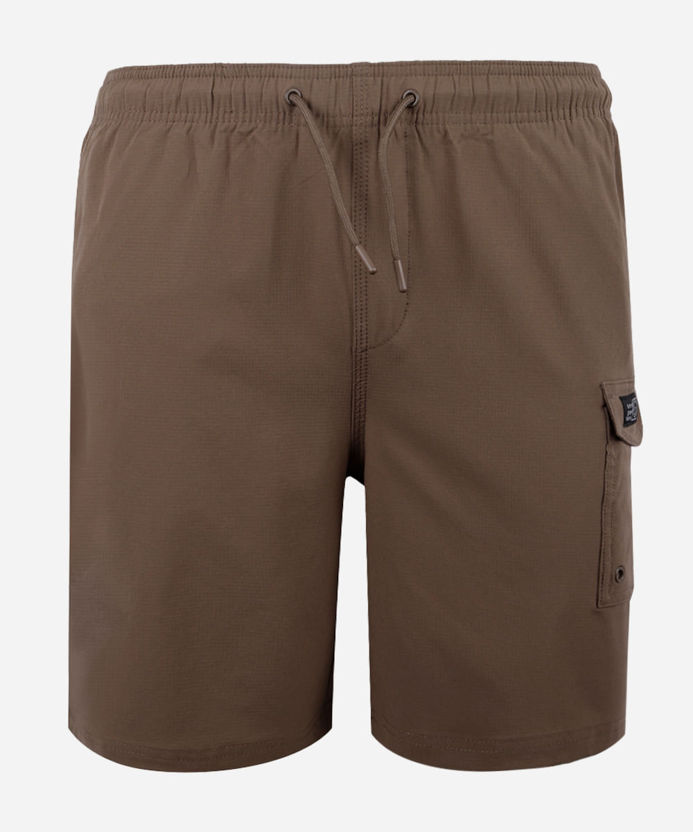 bermuda juvenil  com bolso cargo marrom
