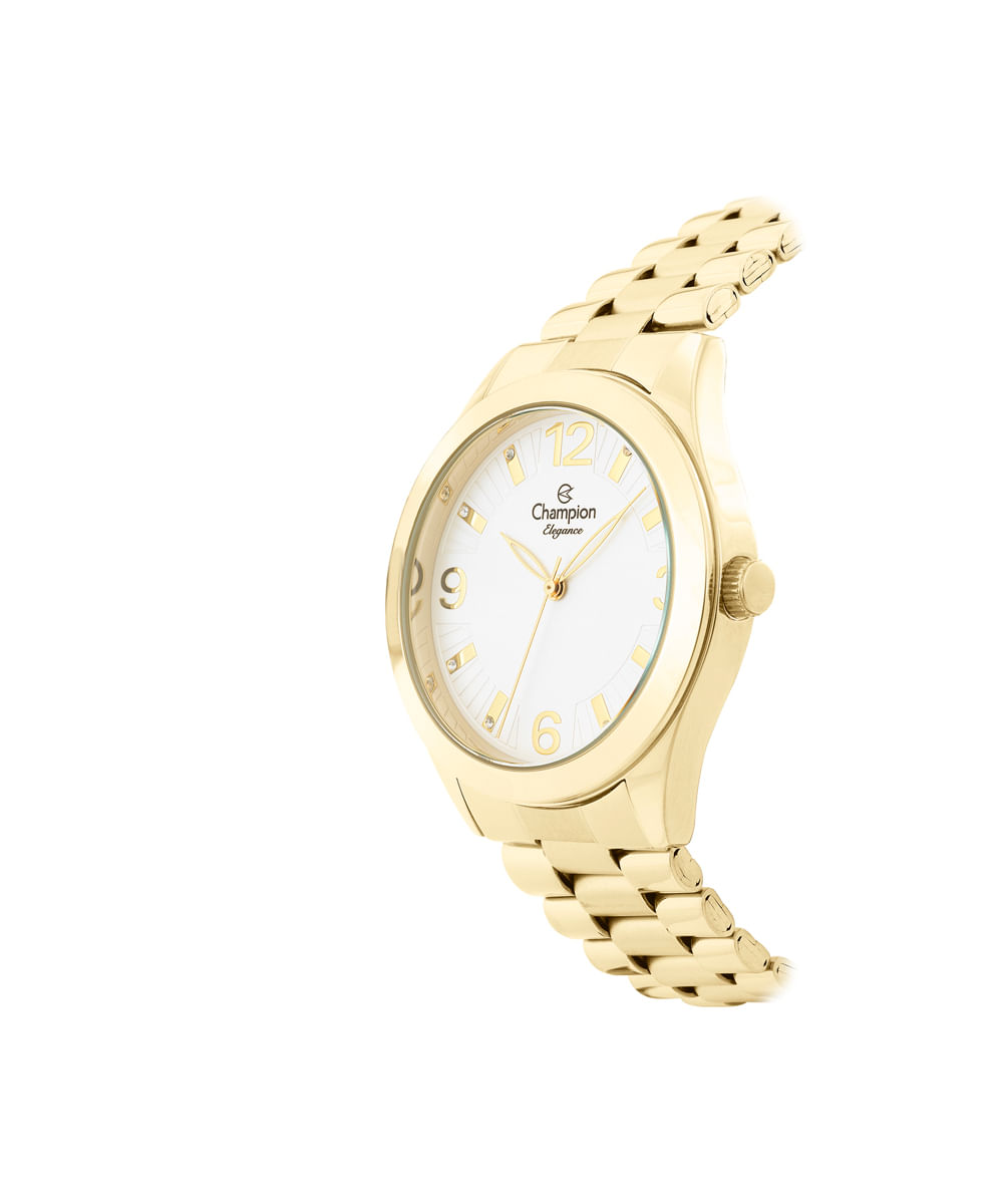 kit relógio feminino champion analógico cn25216w dourado
