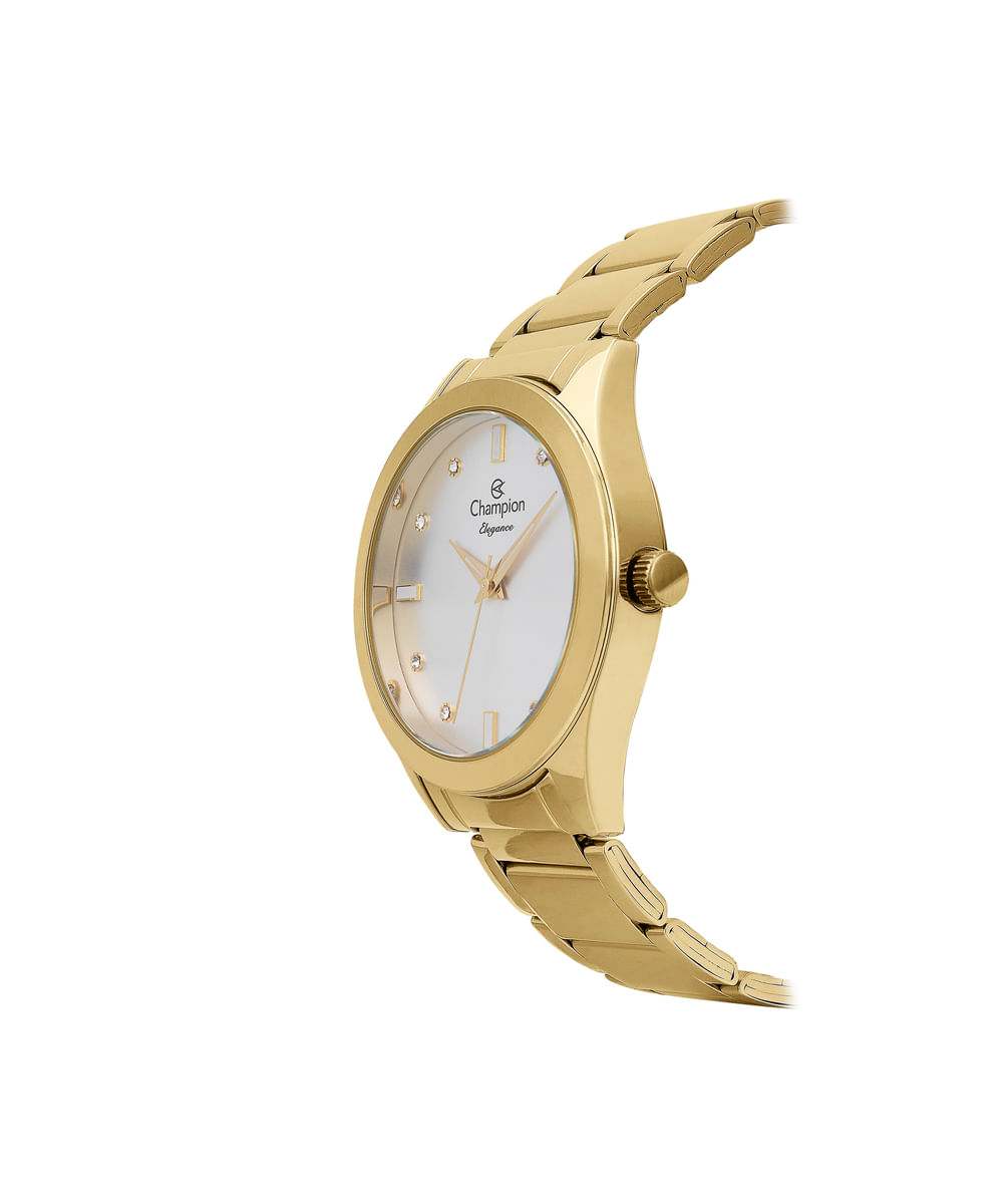 kit relógio feminino champion analógico cn25930w dourado