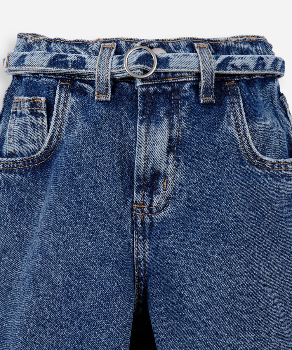 calça wide leg juvenil jeans cintura alta azul