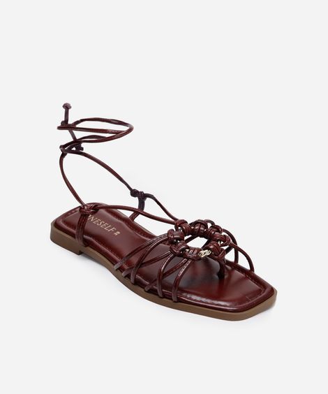 rasteirinha tiras finas com amarração oneself vinho