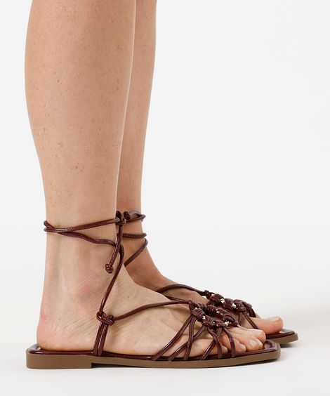 rasteirinha tiras finas com amarração oneself vinho