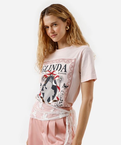 camiseta feminina de algodão glinda wicked rosa