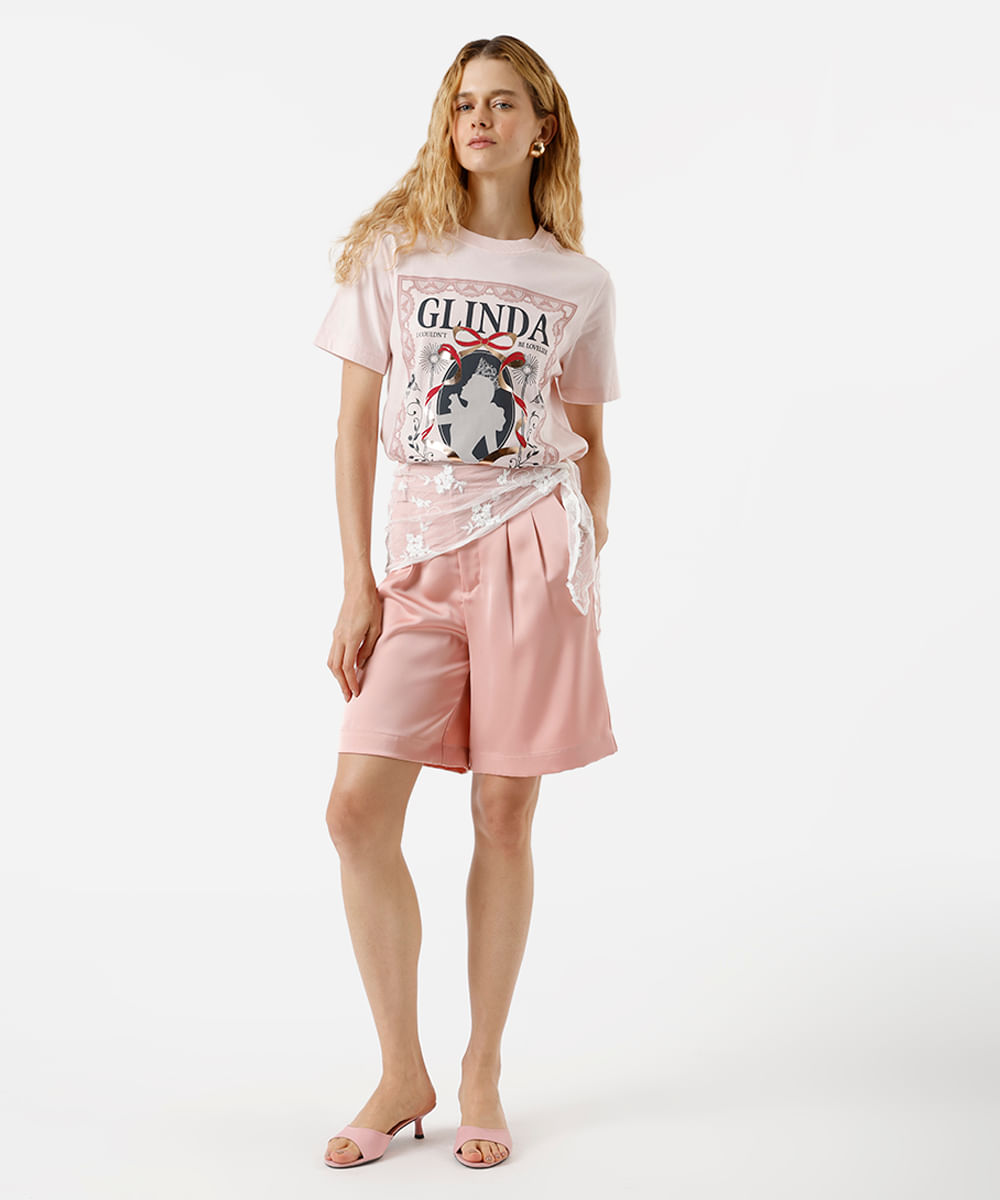 camiseta feminina de algodão glinda wicked rosa