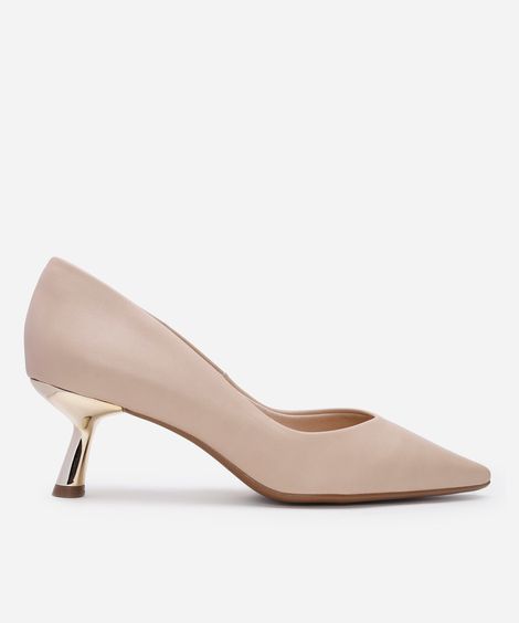 scarpin bico fino salto fino oneself bege