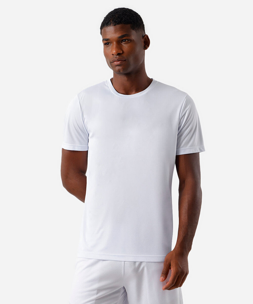 camiseta esportiva masculina manga curta branca