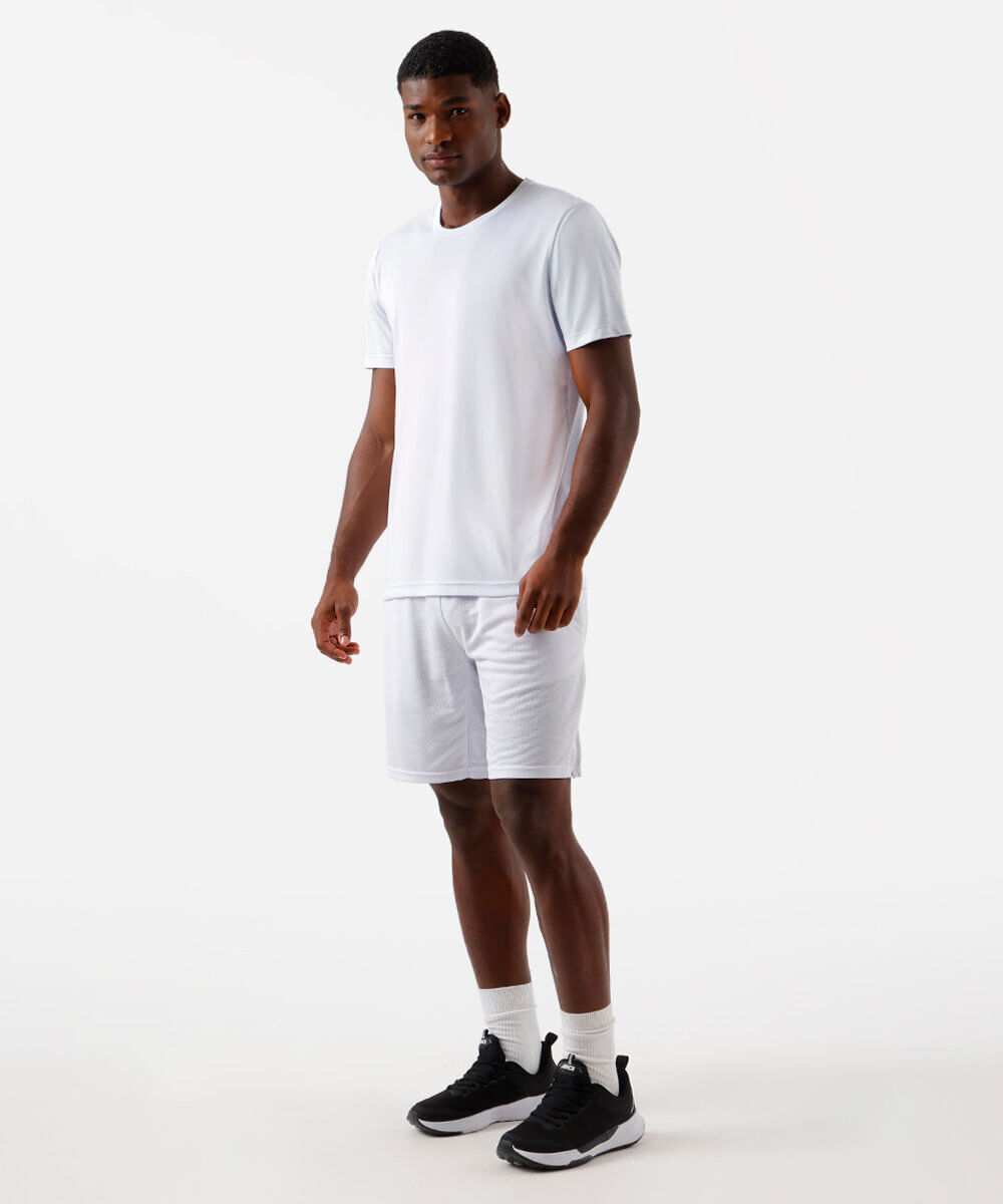camiseta esportiva masculina manga curta branca