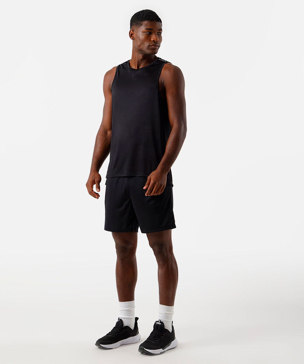short masculino esportivo com bermuda interna preto