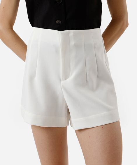 short de alfaiataria feminino com pences  off white