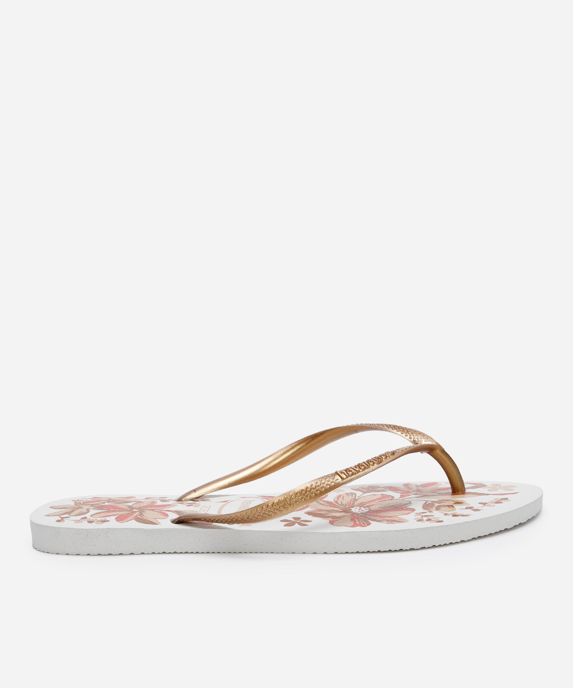 chinelo slim havaianas floral branco