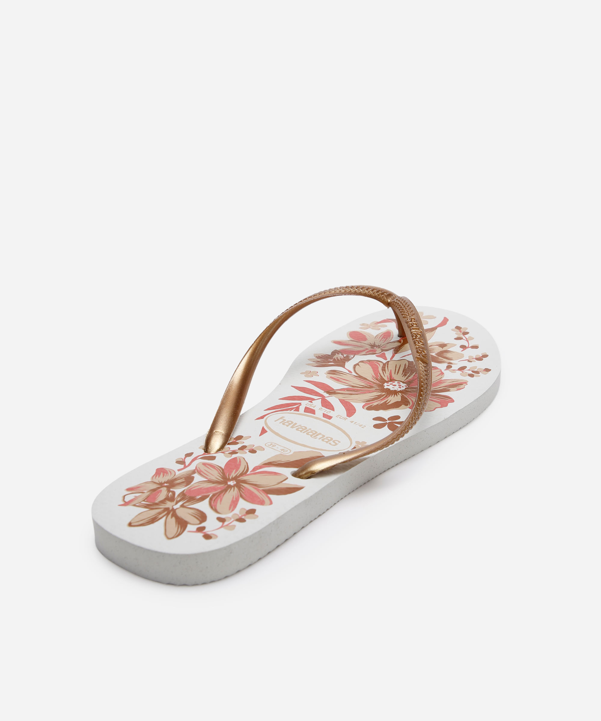 chinelo slim havaianas floral branco
