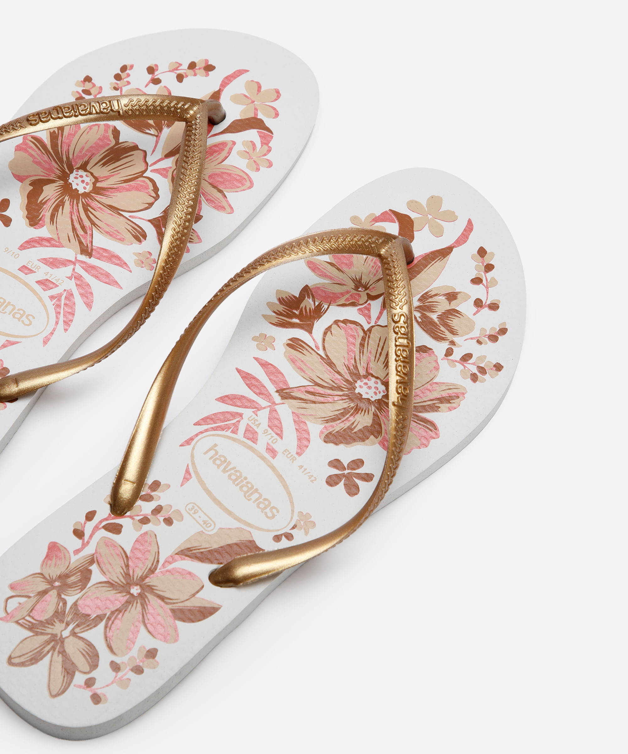 chinelo slim havaianas floral branco