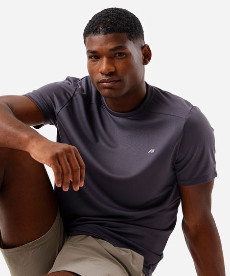 camiseta masculina esportiva ace com recorte cinza