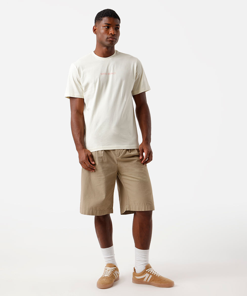 camiseta masculina de algodão morro branco amarela