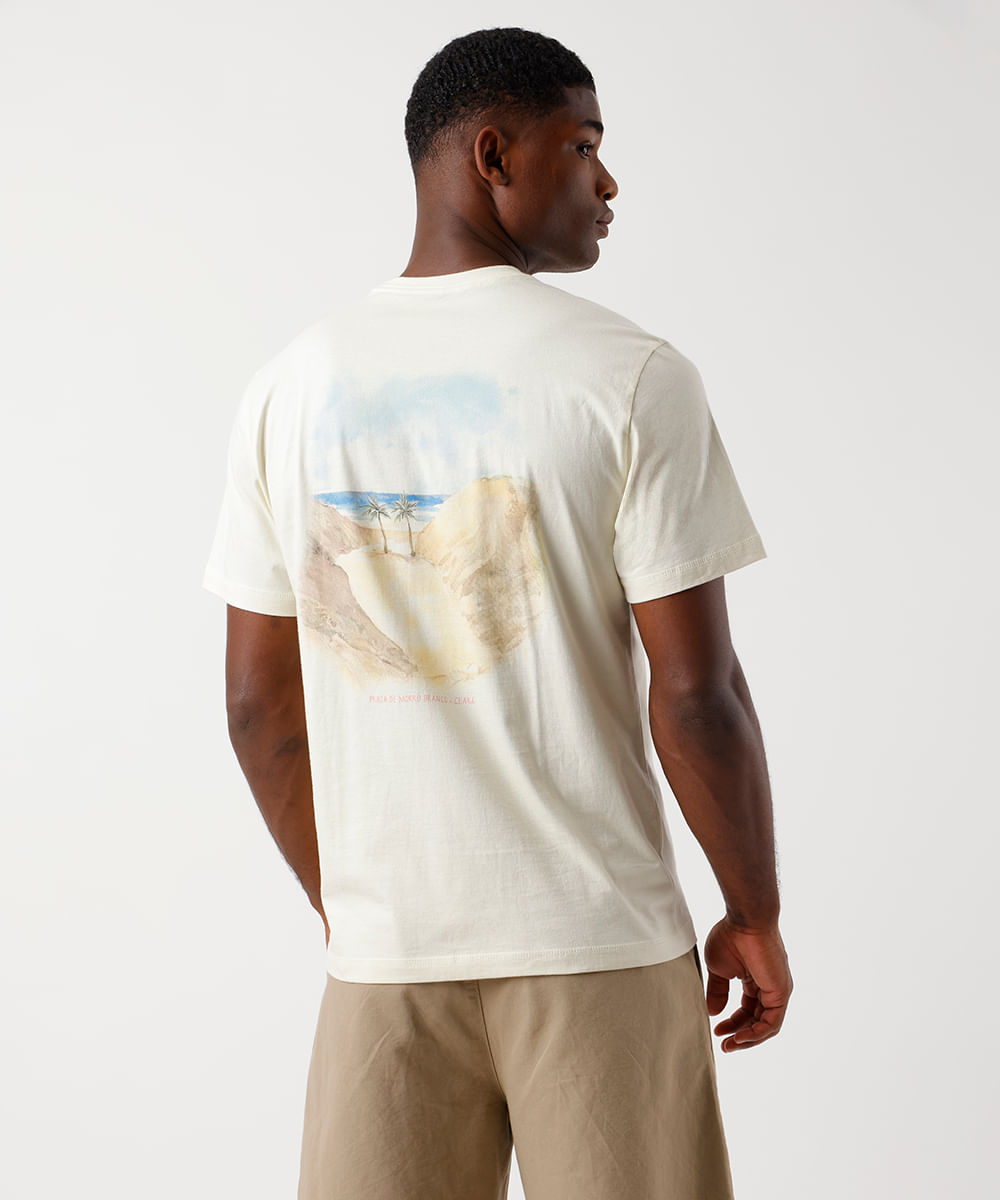 camiseta masculina de algodão morro branco amarela