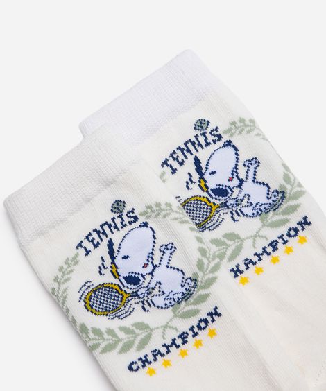 meia cano alto snoopy off white