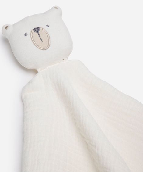naninha infantil urso de algodão off white