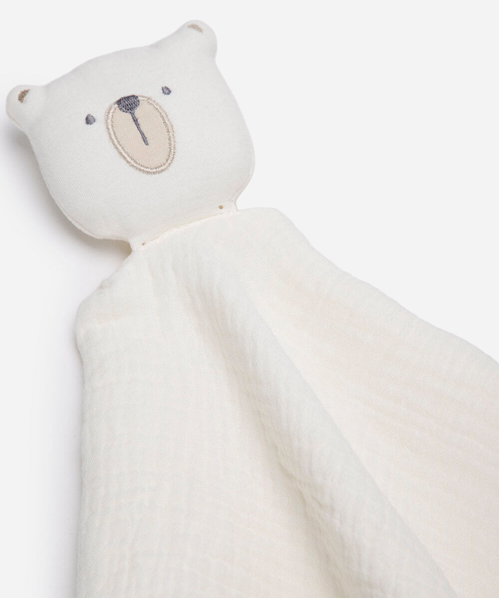 naninha infantil urso de algodão off white