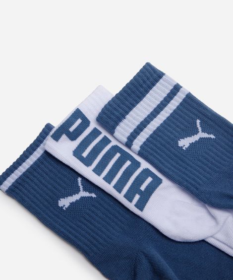 kit de 3 meias cano alto infantis puma colorido