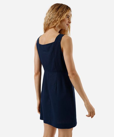 vestido curto feminino com linho azul