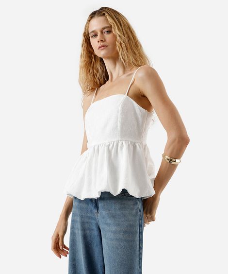 blusa balonê feminina texturizada branca
