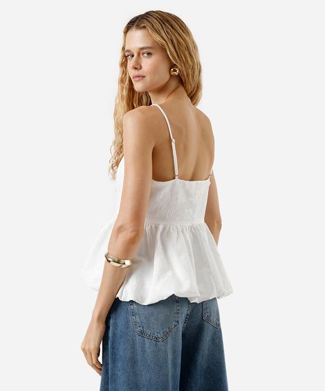 blusa balonê feminina texturizada branca