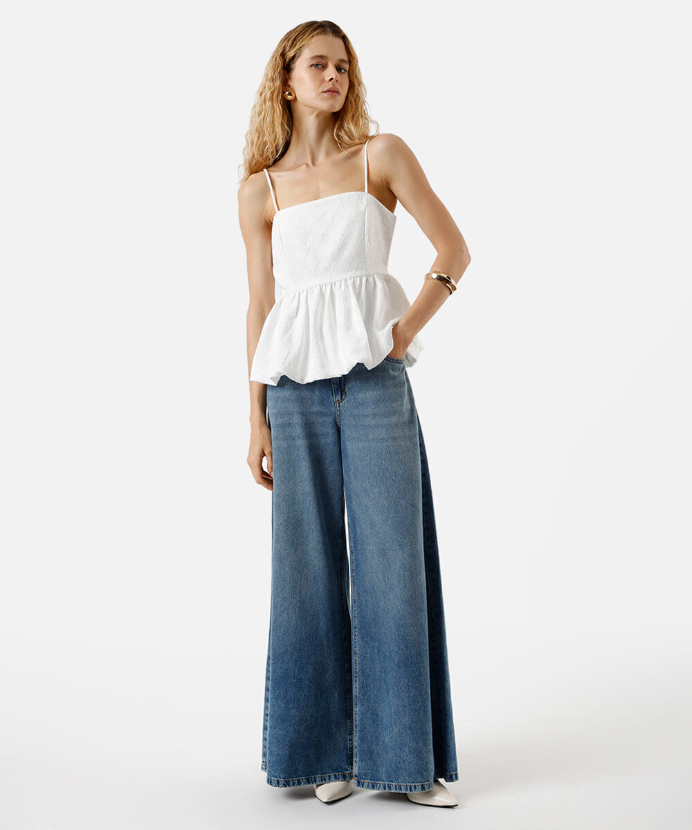 blusa balonê feminina texturizada branca