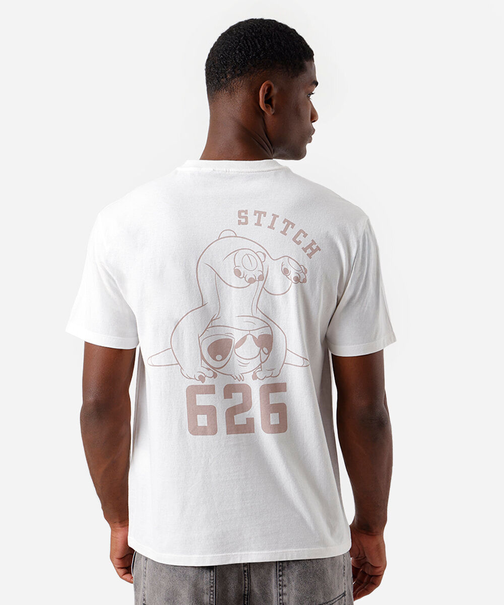 camiseta masculina de algodão stitch off white