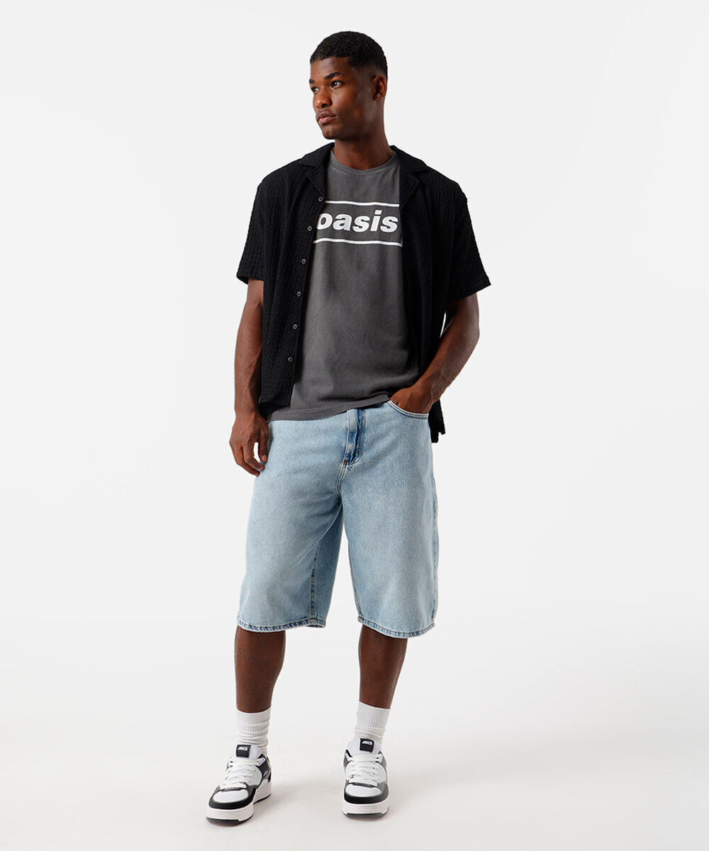camiseta masculina de algodão oasis cinza