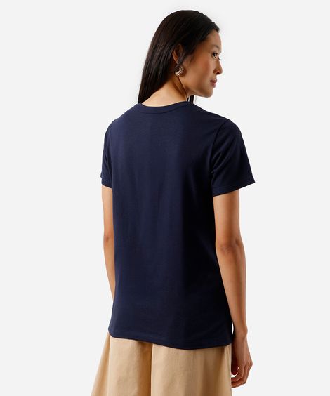 camiseta feminina de algodão estampada azul