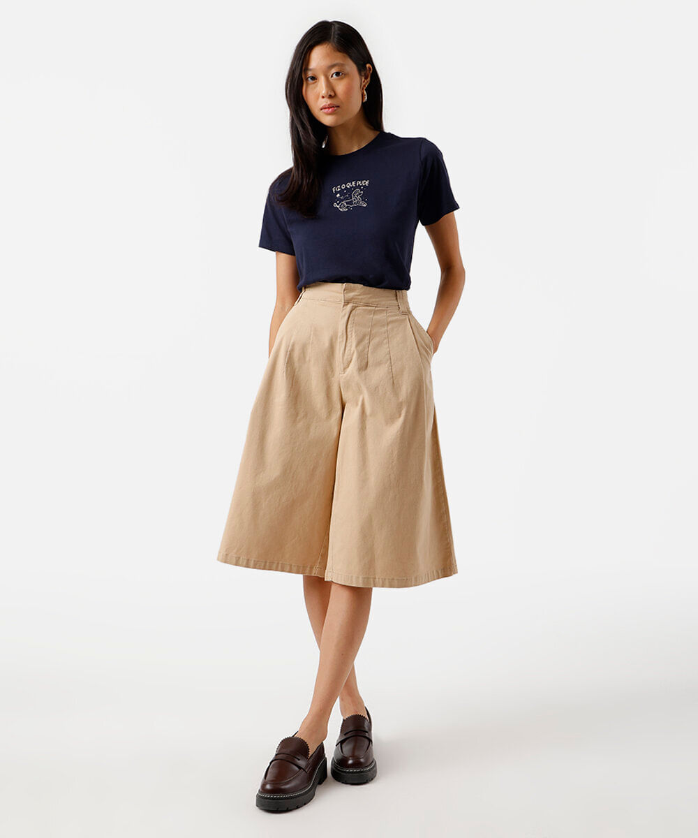 camiseta feminina de algodão estampada azul