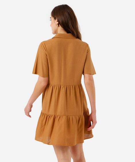 vestido curto feminino com linho bege