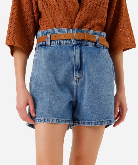 short clochard feminino com cinto azul