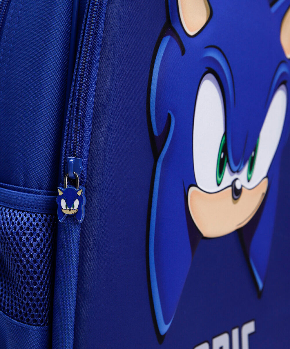 mochila infantil de rodinha sonic azul