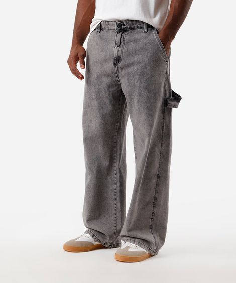 calça masculina jeans super baggy cinza