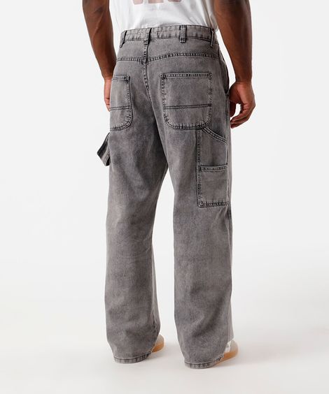 calça masculina jeans super baggy cinza