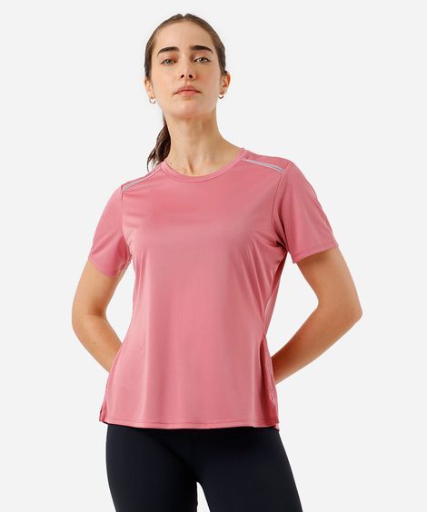 Camiseta feminina com refletivo no ombro - rosê