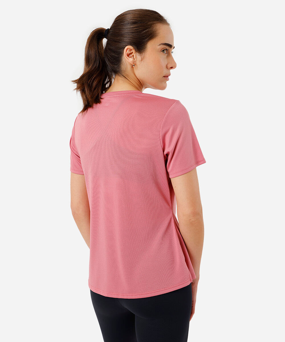 Camiseta feminina com refletivo no ombro - rosê