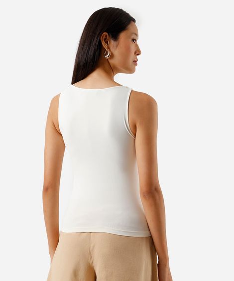 regata feminina de poliamida decote canoa off white