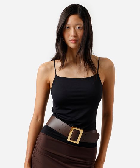 blusa alça fina feminina de poliamida preta