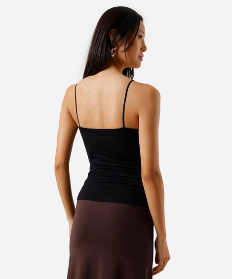 blusa alça fina feminina de poliamida preta