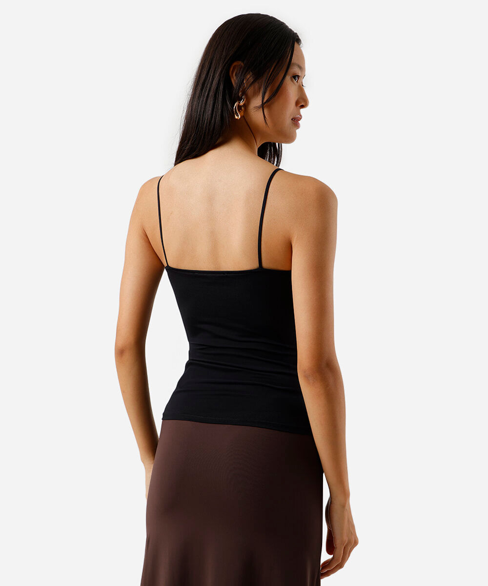 blusa alça fina feminina de poliamida preta