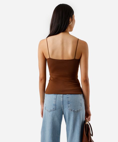 blusa alça fina feminina de poliamida marrom