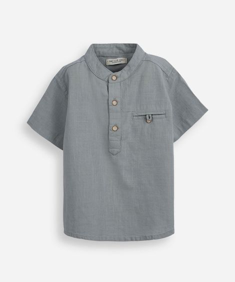 camisa infantil manga curta gola padre com bolso verde